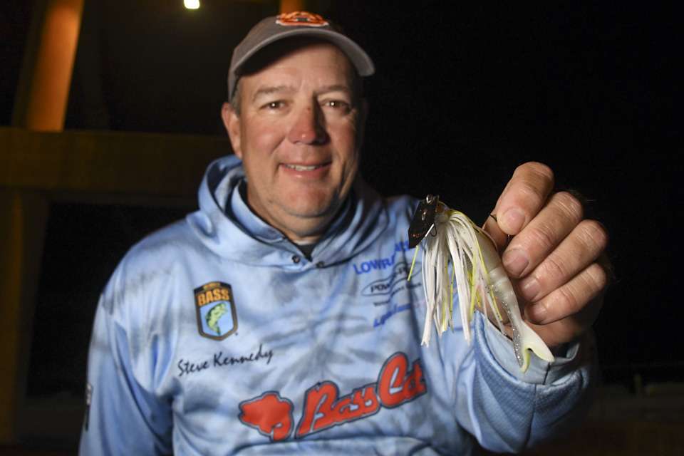 A 3/8-ounce Z-Man Evergreen ChatterBait Jack Hammer, with a 4-inch Yamamoto Zacko Swimbait, was a key lure for Kennedy. 
