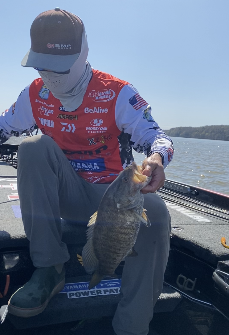 Brandon boats a big smallie, culls meanmouth.