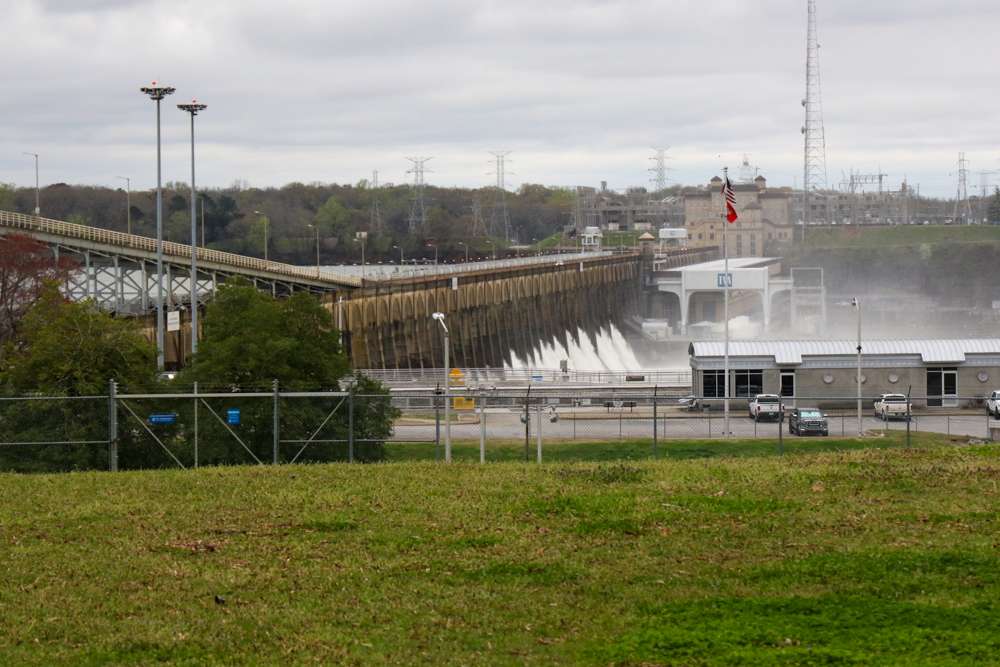 Take a walk across rushing Wilson Dam and get a closer look at the wicked water conditions.
