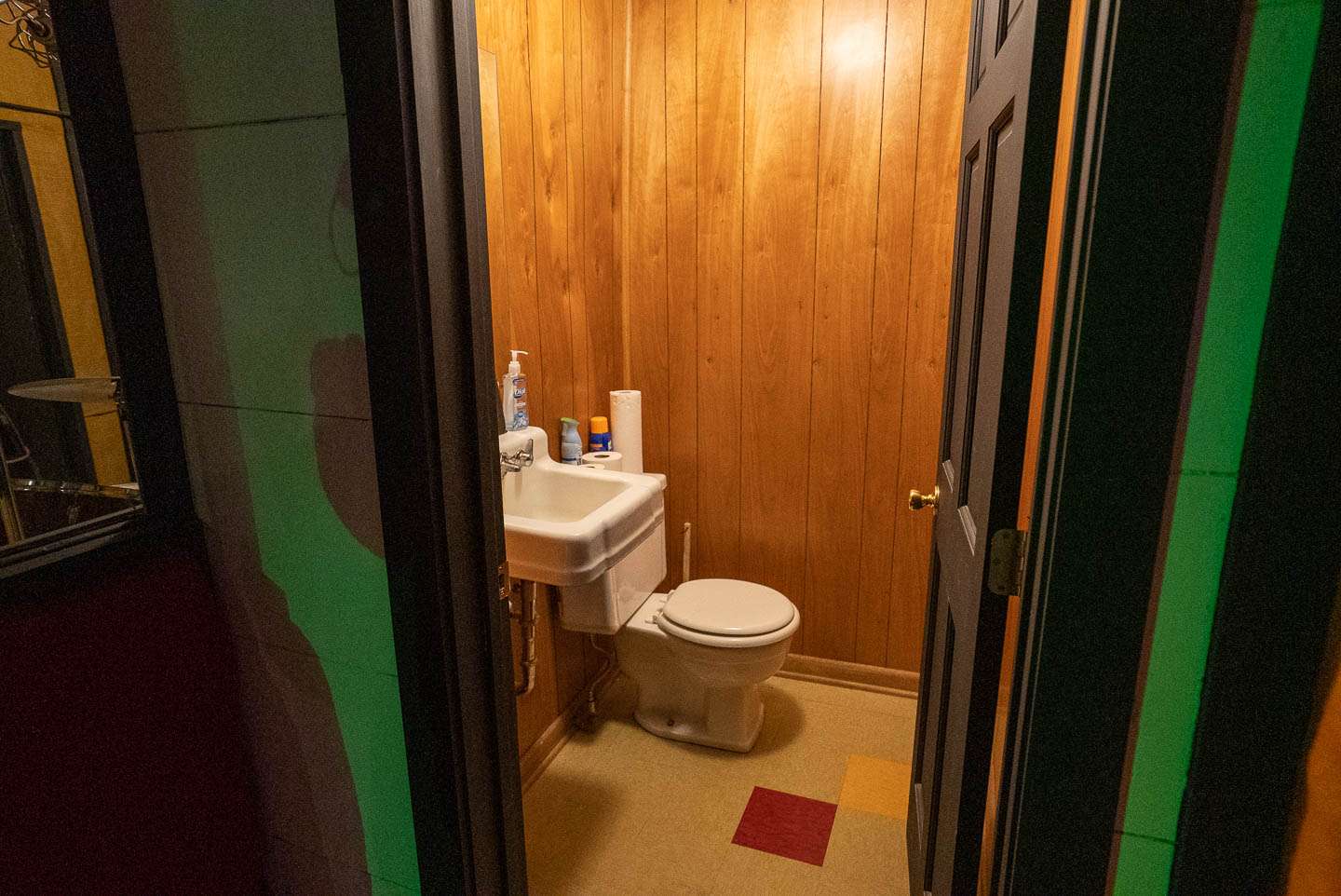 This little bathroom in the studio has a great story behind it - Keith Richards wrote the Rolling Stones' hit song Wild Horses in it. 
