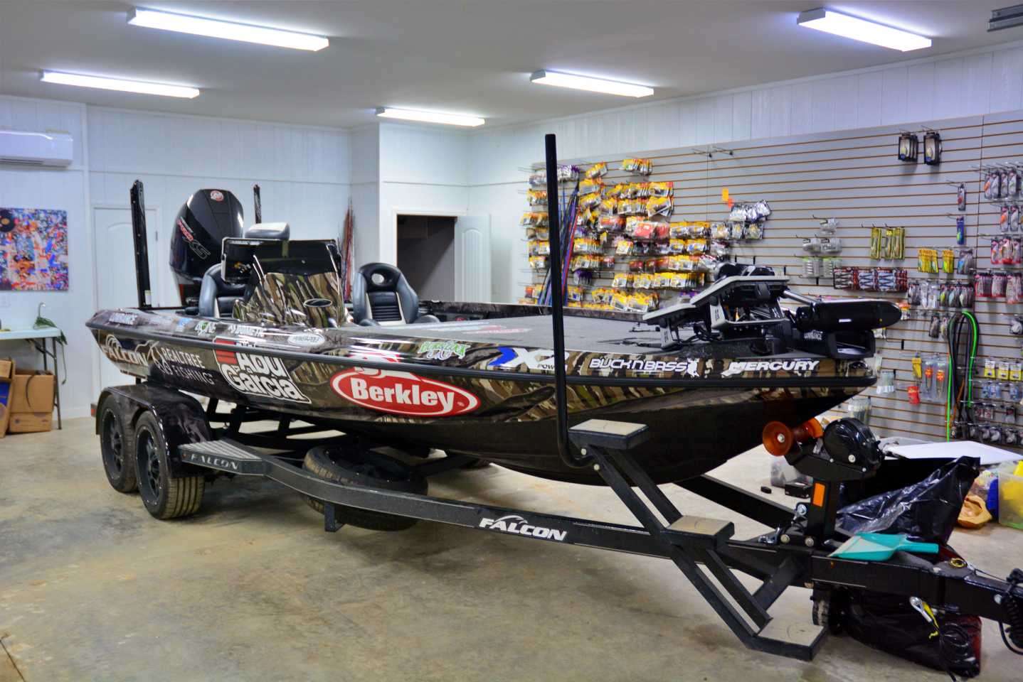 This season, Atkins is competing in a 2021 Falcon Boats F20 Predator, spanning 20 feet, 2 inches with a 99-inch beam, and fuel capacity of 50 gallons.  