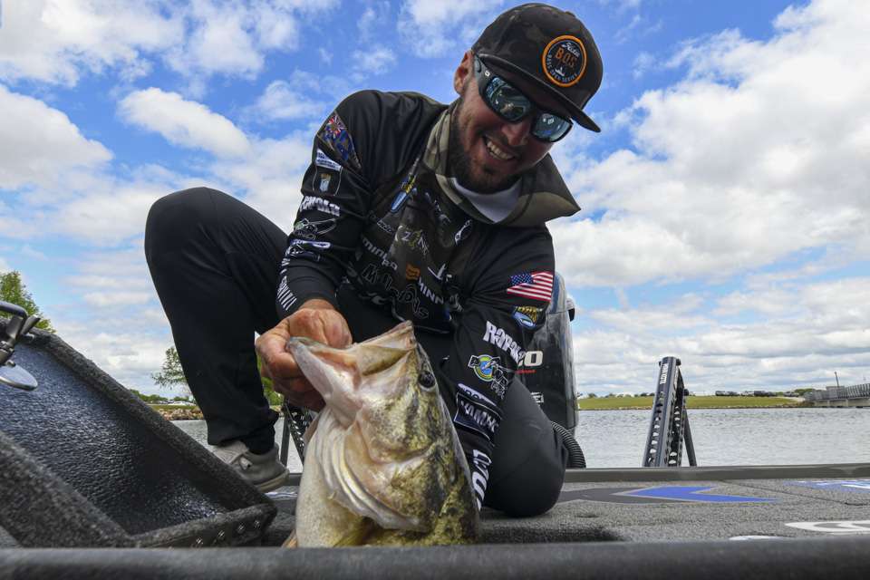 The Day 3 weigh-in is a little different than a typical Bassmaster weigh-in. Under Texas Parks and Wildlife rules only bass over 24 inches could be brought to the stage. This Lake Fork lunker Carl Jocumsen caught today certain met that criteria! 