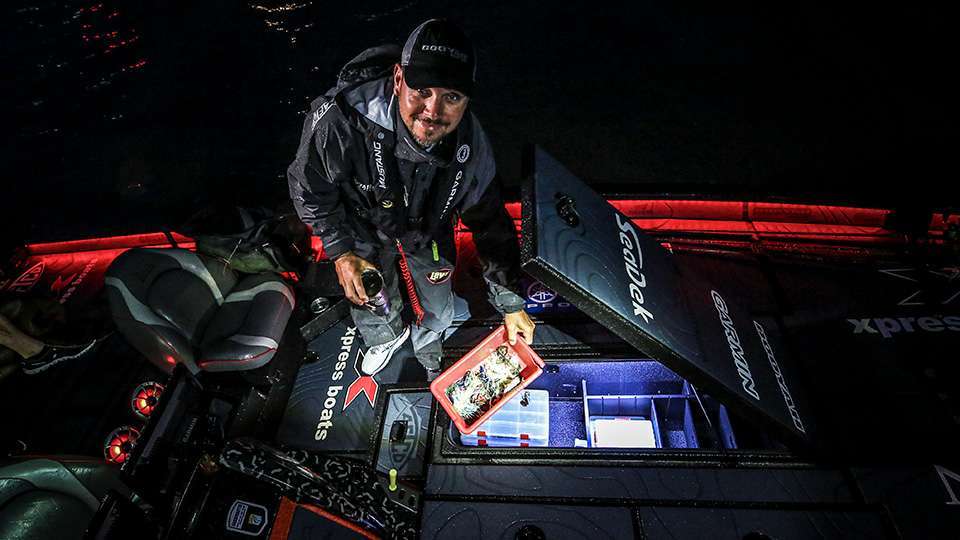 In order to preserve as much fuel as possible, Christie removed almost all of the tackle from his boat to lighten his load. Bringing only the essentials, Christie was locked in with two key baits. 