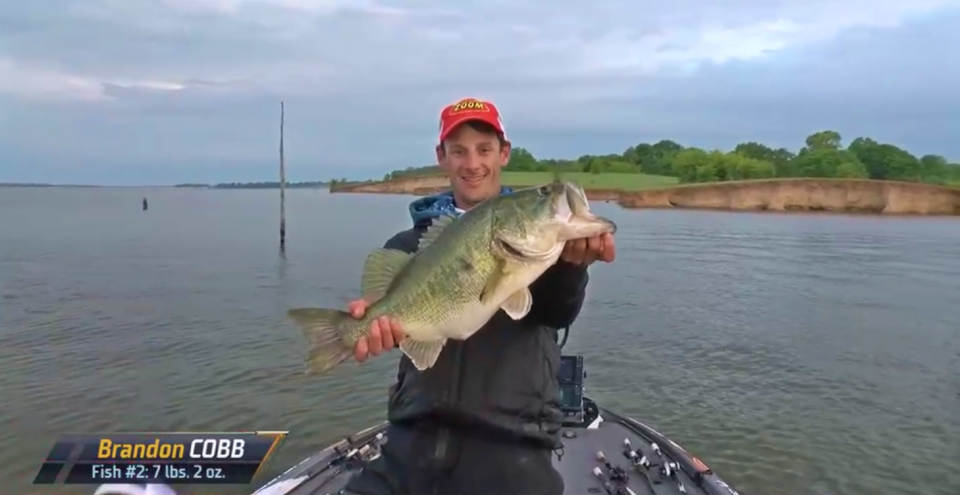 The hit parade started quickly on Day 1, with Brandon Cobb landing a 6-pound, 5-ounce largemouth then quickly following up with this 7-2. In his 2019 Elite win on Fork, Cobb had two monster bags, including 37-15, to total 114-0. It was one of two 100-plus pound limits â he was joined by Garret Paquette â and the first in B.A.S.S. since 2013.