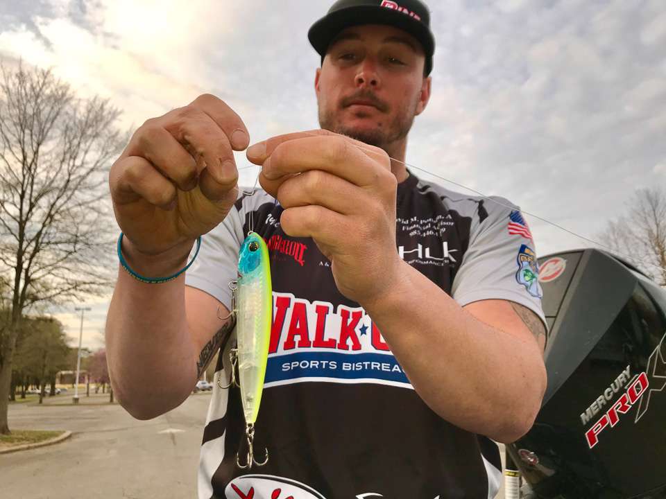 When it comes to tying on his topwaters, Rivet has always trusted the Palomar knot. His opinion: Itâs the easiest and strongest option for any of his topwater presentations.