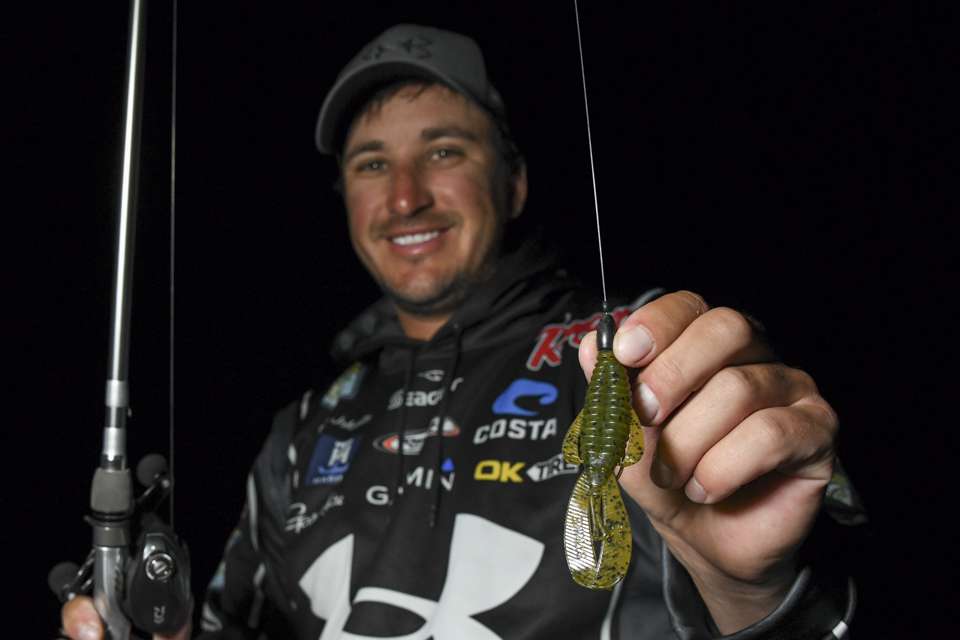He also used a Strike King Rage Bug, rigged on a 4/0 Gamakatsu Aaron Martens G-Finesse Heavy Cover Hook, with a 3/8-ounce weight. 
