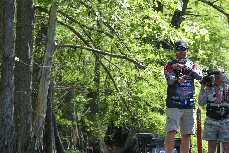 <b>Caleb Sumrall (7th; 38-1) </b><br>
Caleb Sumrall used a creature bait and duo of spinnerbaits to do his damage. 
