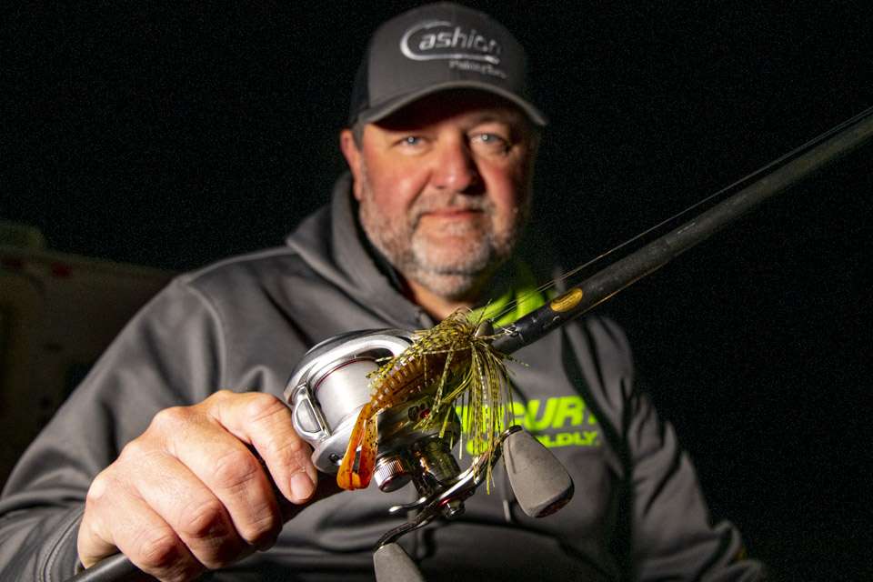He also used a 1/2-ounce Queen Tackle Jig with a Zoom Z Craw Jr. trailer. 