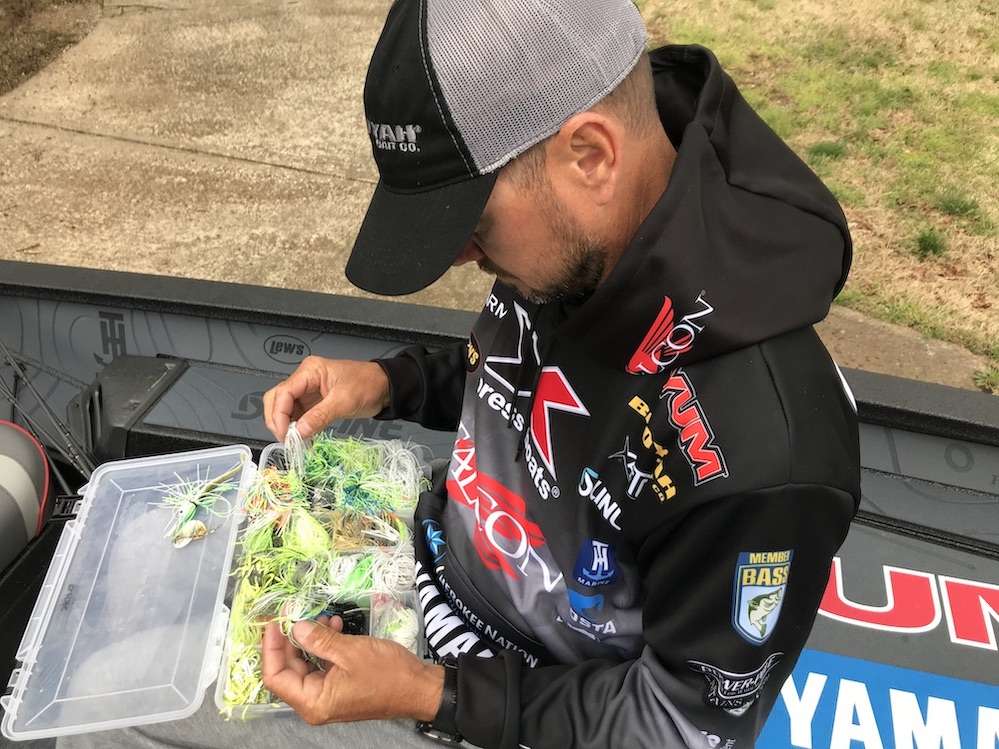 Ensuring himself a full range of options, Christie carries a full tray of spinnerbait skirts. Replacements or wholesale color changes, heâs always ready to make sure his bait is dressed for success.