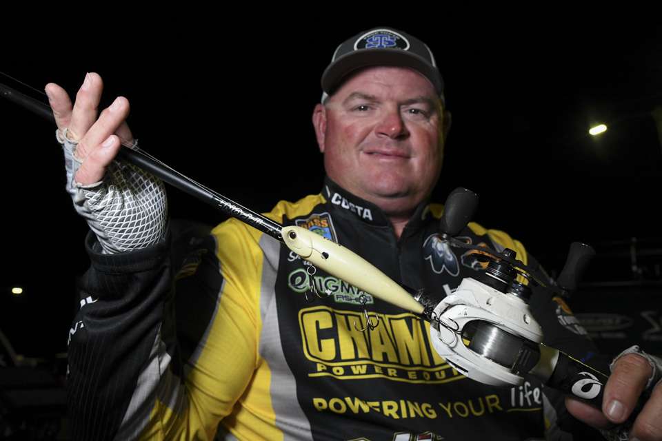 For topwater action, Lineberger used a Reaction Innovations Vixen walking bait.  