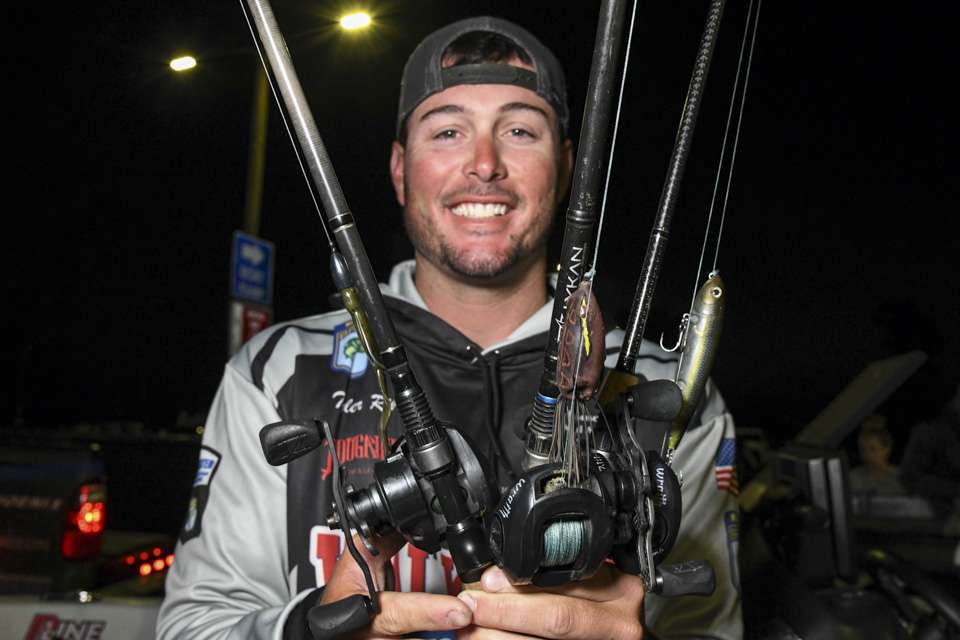 <b>Tyler Rivet (64-13; 6th) </b><br>
A topwater, soft plastic creature bait and a frog were key baits for Tyler Rivet.
