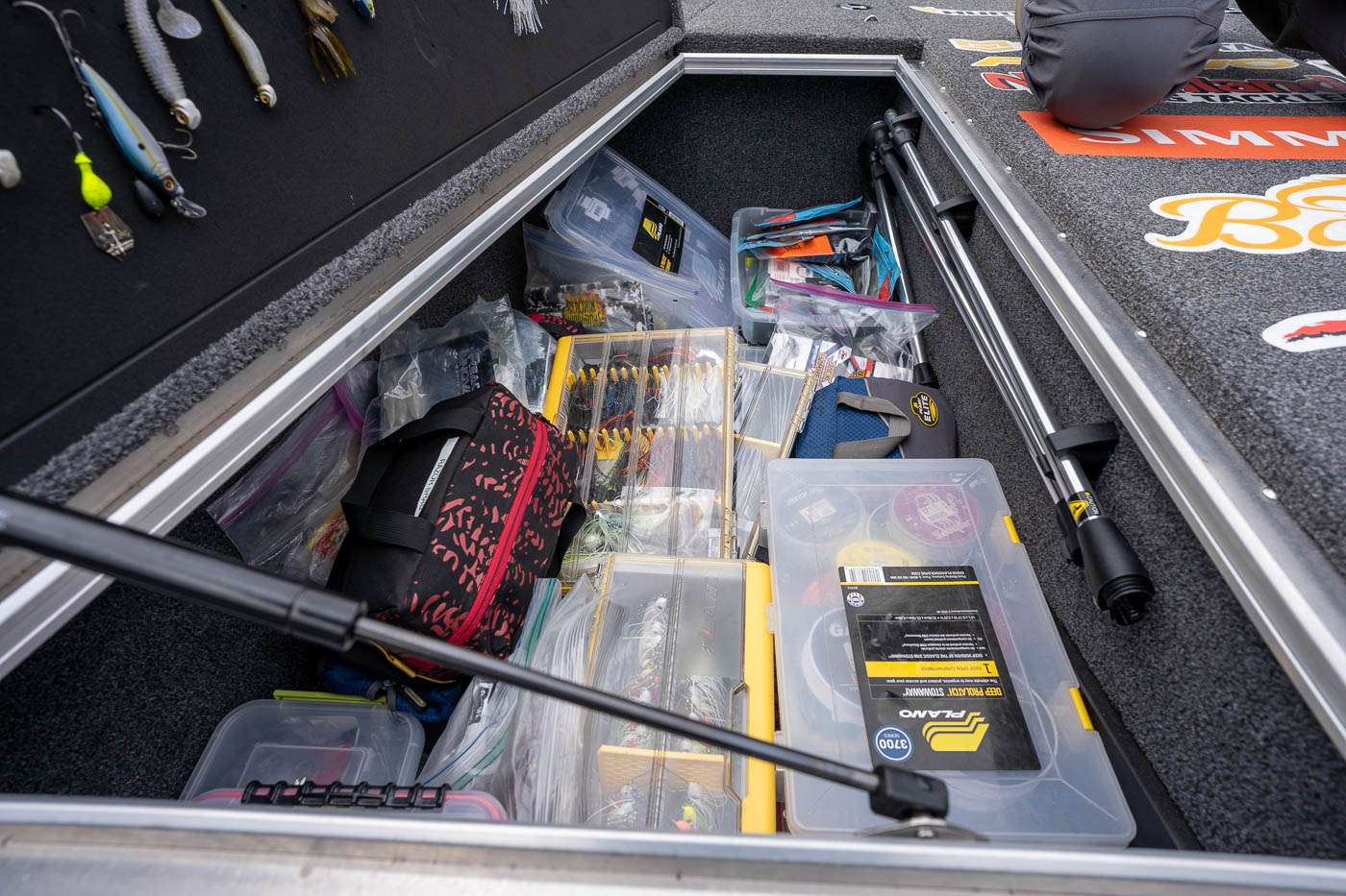 So much room in the Lund allows what could be a rod box to be his tackle storage. He called it 