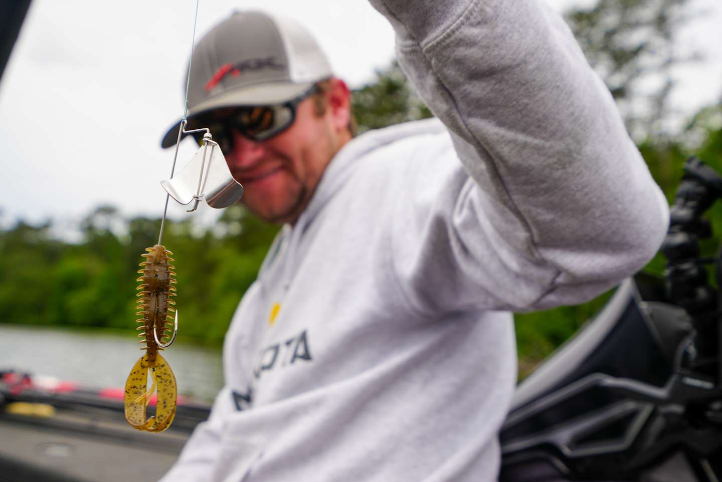 A Dirty Jigs Scott Canterbury Pro Buzzbait is his next weapon of choice. 