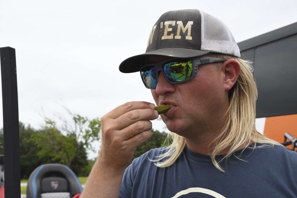 <b>Matt Robertson:</b> Matt was snacking on his new favorite snack that he got at Lake Guntersville. âI got these at a gas station at Guntersville and ended up liking them so much that I went back and bought every single jar.â