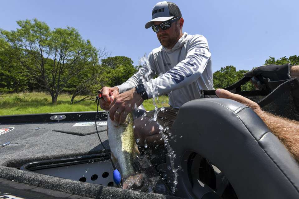 Up to 5 bass will be weighed on the scale. Each angler will have the option to return up to 2 bass to their livewell for transport back to Dickieâs Arena, to display to the fans.  <br><br>Between the Classic launch site and Dickies Arena in Fort Worth the distance is 60 miles. With normal afternoon traffic the drive time is 1 hour 20 minutes. 