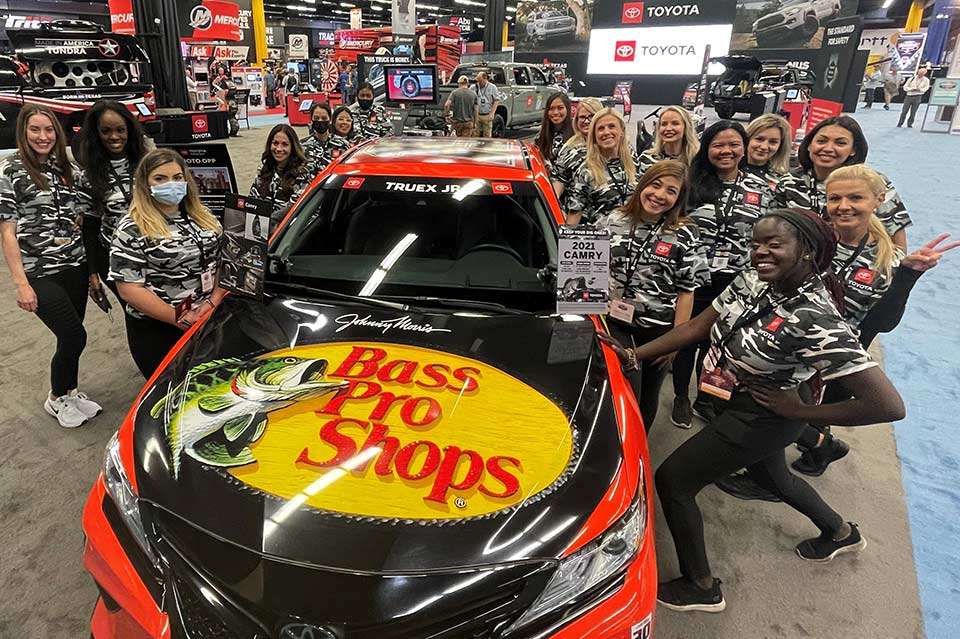 Sponsors help B.A.S.S. do all that it does, and Toyota has been there for a long haul. Toyota had a giant presence in the Expo with a huge booth and a variety of activities. All the associates gathered around a replica of Martin Truexâs NASCAR ride, which just so happens to be sponsored by Bass Pro Shops.