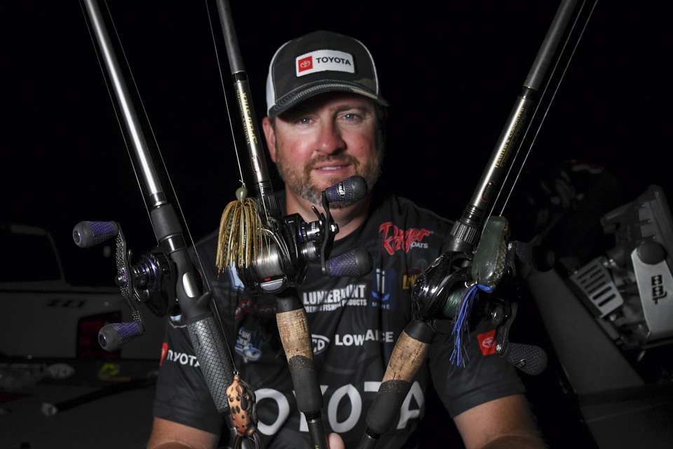 Arey rotated through a lineup of lures that were ideal for the heavy cover he encountered on Ray Roberts. 