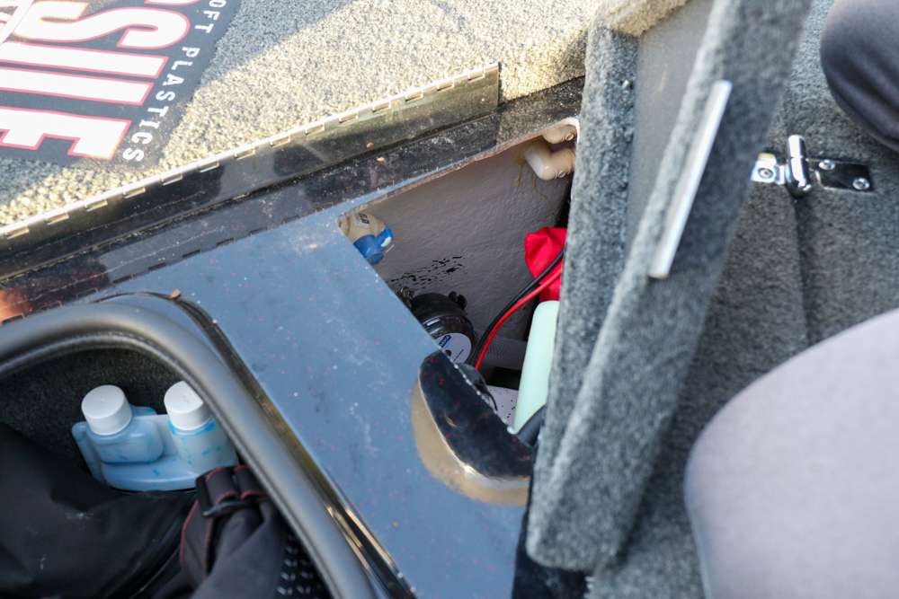 The sneaky compartment allows Crews easy access to his Power-Pole pump. 