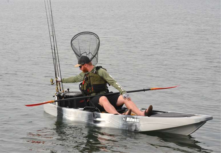 At $849, the paddle-powered Falcon from Midwest Watercraft is a moderately priced fishing kayak. That price looks even better with this boatâs innovative wheel system that rolls this 12-foot, 68-pound boat to and from the water â without a separate cart. <br><br> <em>All captions: Dave Mull</em> 