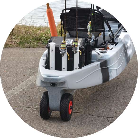 Wheel down to the water, remove the wheels and axle and stow them under your tackle crate while you fish. 