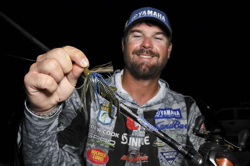 Cook also used a 1/2-ounce Nichols Lures Impact flipping jig, with a 3-inch Big Bite Baits Fighting Frog for a trailer. 