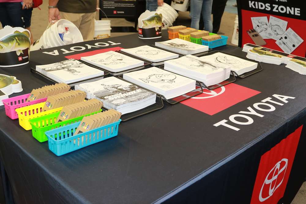 Toyota offers a coloring station for kids.