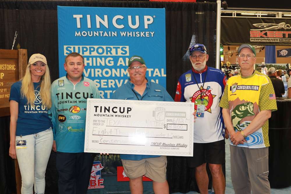 Tin Cup Mountain Whiskey donated $8,800 to the Texas B.A.S.S. Nation for habitat management.
