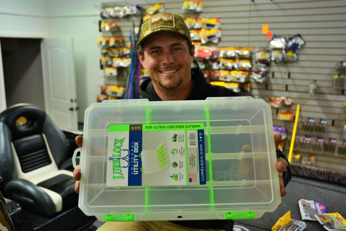 Bassmaster Elite Series pro Justin Atkins is about to fill this Lure Lock utility box with his choices of baits for a beginnerâs tacklebox. 