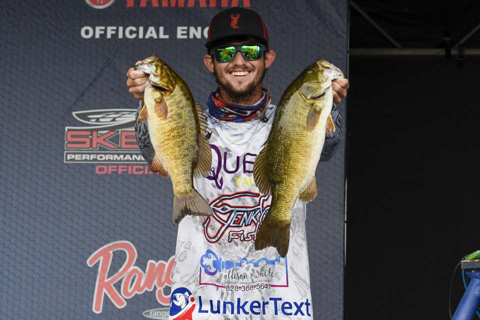 KJ Queen had one of the 40 bass entered on BassTrakk topping 4 pounds, and his limit of 18-0 was one of 18 in the 18-pound range. Queen had 19-6 on Day 2 before 16-10 that left him with a 27th-place finish. Earning 74 points, the North Carolina angler took over the lead for Rookie of the Year.