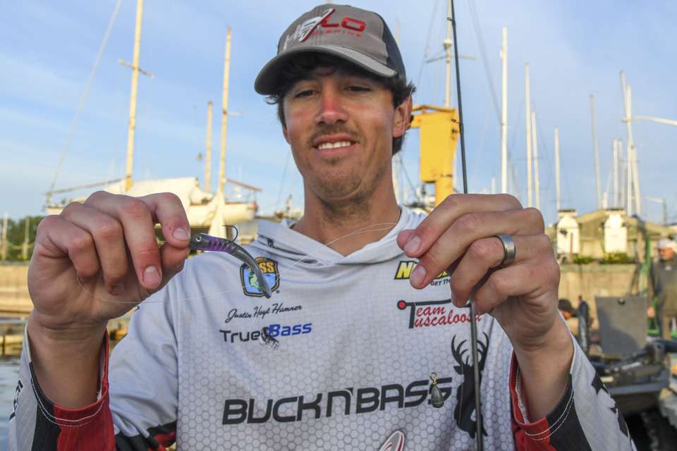 He rigged a NetBait STH Finesse Series The Drifter Worm on a No. 4 hook with 1/4- or 3/8-ounce weights. 

