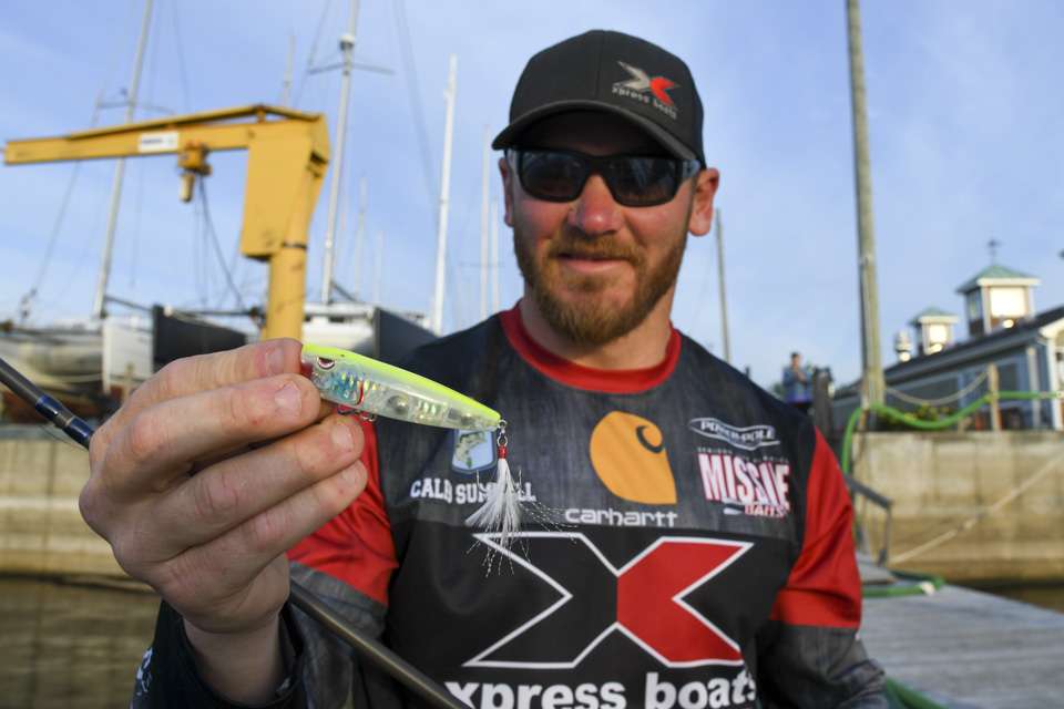 A Spro Essential Series E Pop 80 was a key bait for Sumrall. The 3-inch popper-style bait weighs 7/16-ounce and features a loud internal rattle for added strike appeal. 
