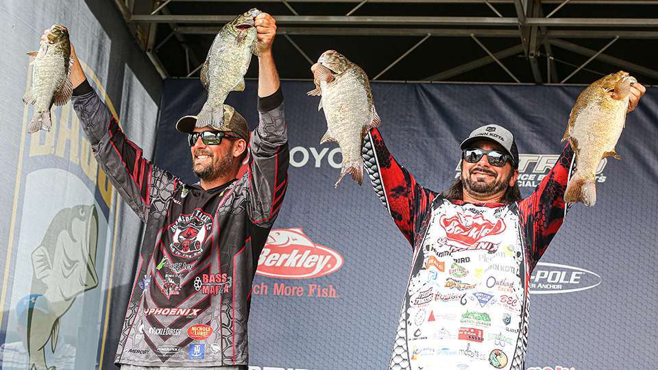 Groh, a likeable Elite and good friend of many Elites, caught three fish and remained in the hot seat when Felix came in with only one bass. Mullins then knocked Groh off, and in a great gesture asked Groh to help show off his eighth-place finish bass in what was an emotional send-off for Groh.