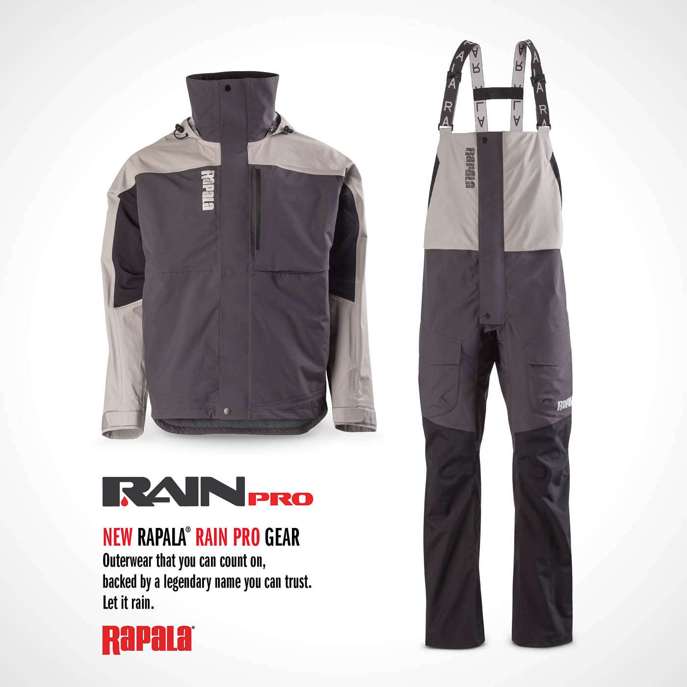 <p><strong>Rapala Rain Pro Series</strong></p><p>The Rapala Rain Pro Series features three-layer construction, a 100 percent nylon ripstop Taslan/Nylon Honey Taslan, ripstop shell to prevent tears. The waterproof, breathable shell features taped, sealed seams, YKK zippers, and a reflective logo. The jacket features adjustable drawstrings, two-way hood, outer chest zip pocket with microfiber cloth, hand warming pockets, interior pouch pockets, and adjustable hook and loop cuffs. $199.99. <a href=