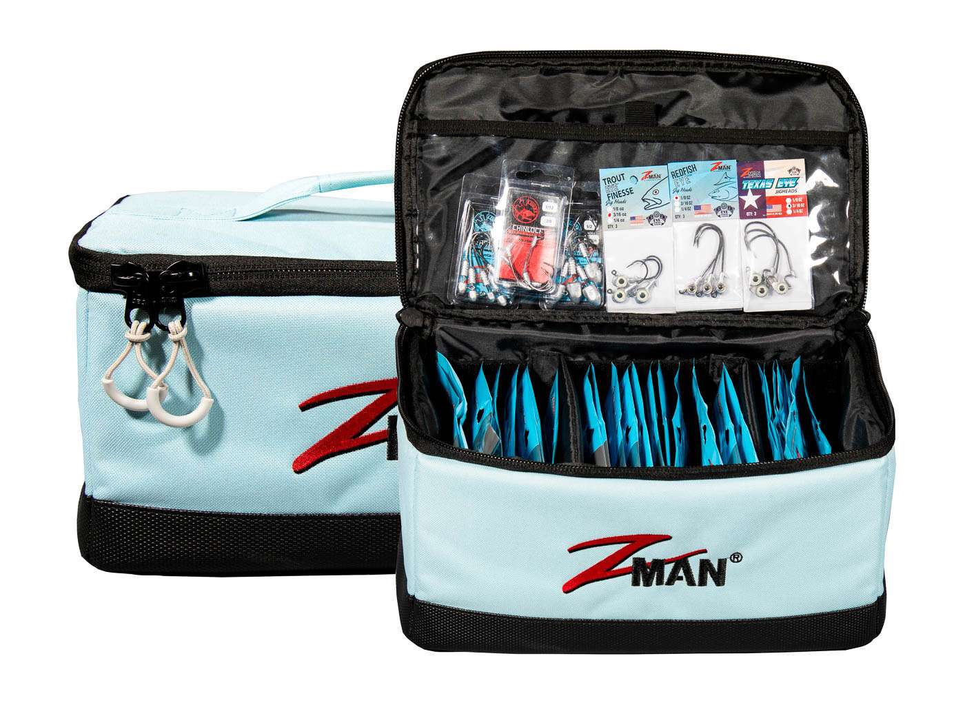 <p><strong>Z-Man Bait BlockZ</strong></p><p>Sized to hold up to 35 packs of ElaZtech soft plastics, Z-Manâs Bait BlockZ gives anglers a convenient, compact bait bag with adjustable dividers to customize it based on needs. A zippered lid and top handle provide easy transport. Constructed from rugged 600 denier waterproof fabric, the Bait BlockZ offers additional durability and waterproofing with a tough rubberized bottom that prevents deck slippage. An interior clear storage pocket and exterior mesh pocket contain larger items like tools and leader spools. $49.99. <a href=
