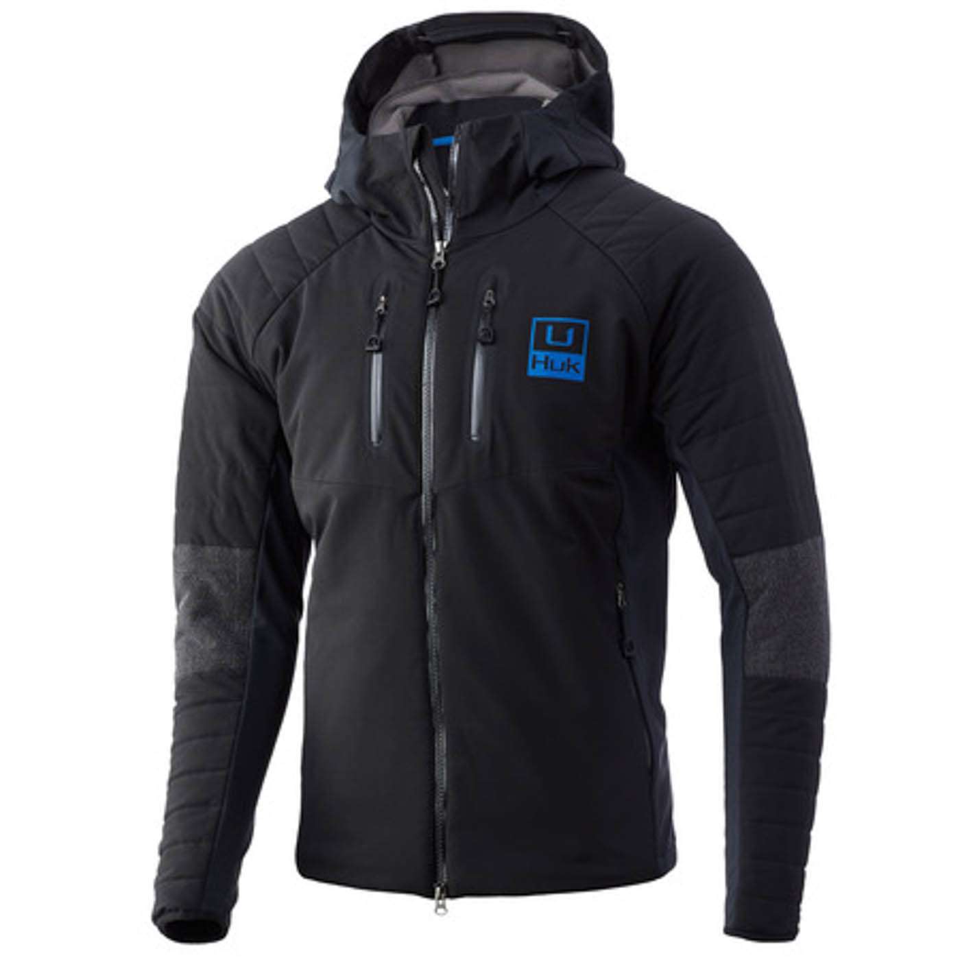 <p><strong>Huk Icon X Superior Hybrid Jacket </strong></p><p>The Icon X Superior Hybrid Jacket is 100% wind proof and water resistant. It features Primaloft Insulation for warmth, an articulated hood, adjustable cuffs, and fog free breathable perforation.  The two chest pockets zip for security, and there are also two hand warmer pockets.  Pit zips provide the ability to further regulate body temperature as needed.  Additionally, it has Icon X reflective tape for added safety. $200 ($210 for 3XL). <a href=