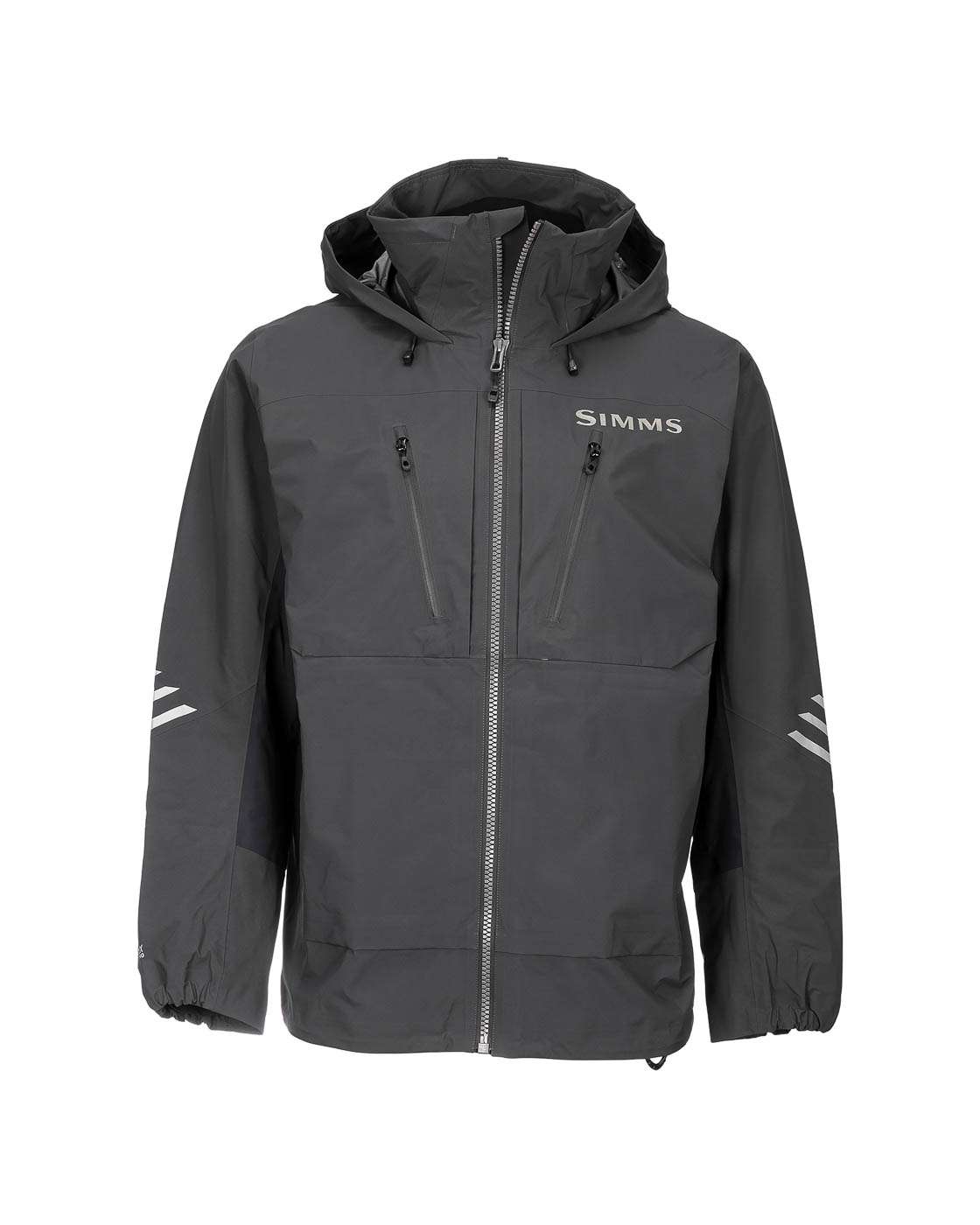 <p><strong>Simms Pro Dry Jacket</strong></p><p>This tournament performance mainstay now offers greater durability with increased denier face fabric, while maintaining the lightweight feel with a new, modern look. GORE-TEX durable waterproof, breathable 3-layer fabric guarantees the wearer stays dry, no matter how harsh the conditions. The hood features three-point adjustability, so wind and water pass through drain holes at the base of the back collar. A bonded brim with a rain-gasket liner and high-collar provides extreme weather protection. A water-tight, exposed dual chest pocket and interior zippered stretch-woven pocket are ideal for quick access to essentials. Zippered handwarmer pockets with an adjustable waist-cinch provide warmth when needed. Articulated sleeves provide ample range of motion. $599.95. <a href=