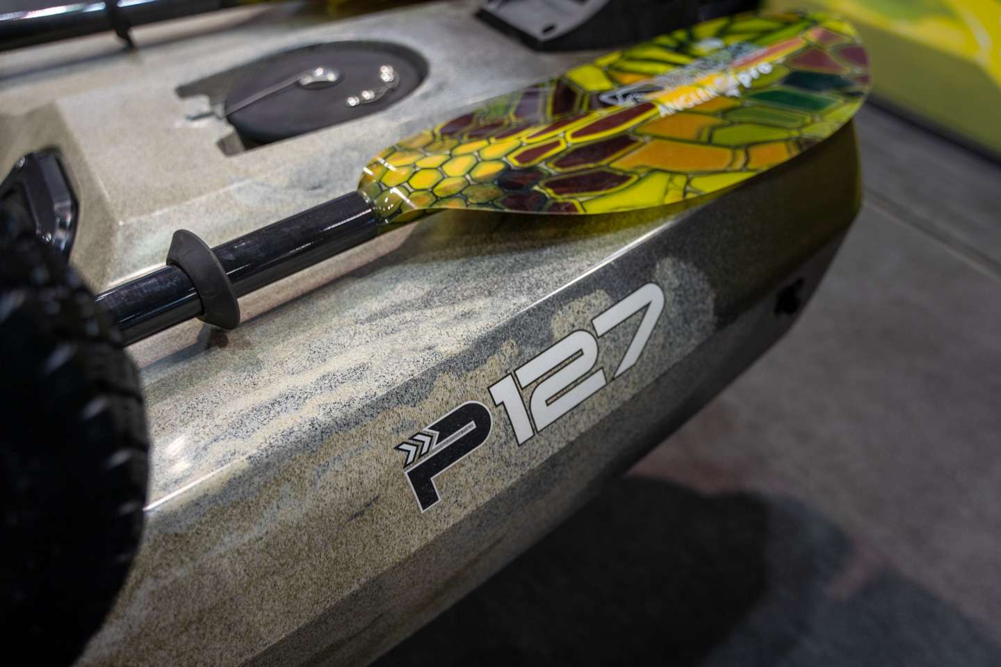The bottom of the kayak features a brand new rudder called the Spring Blade.