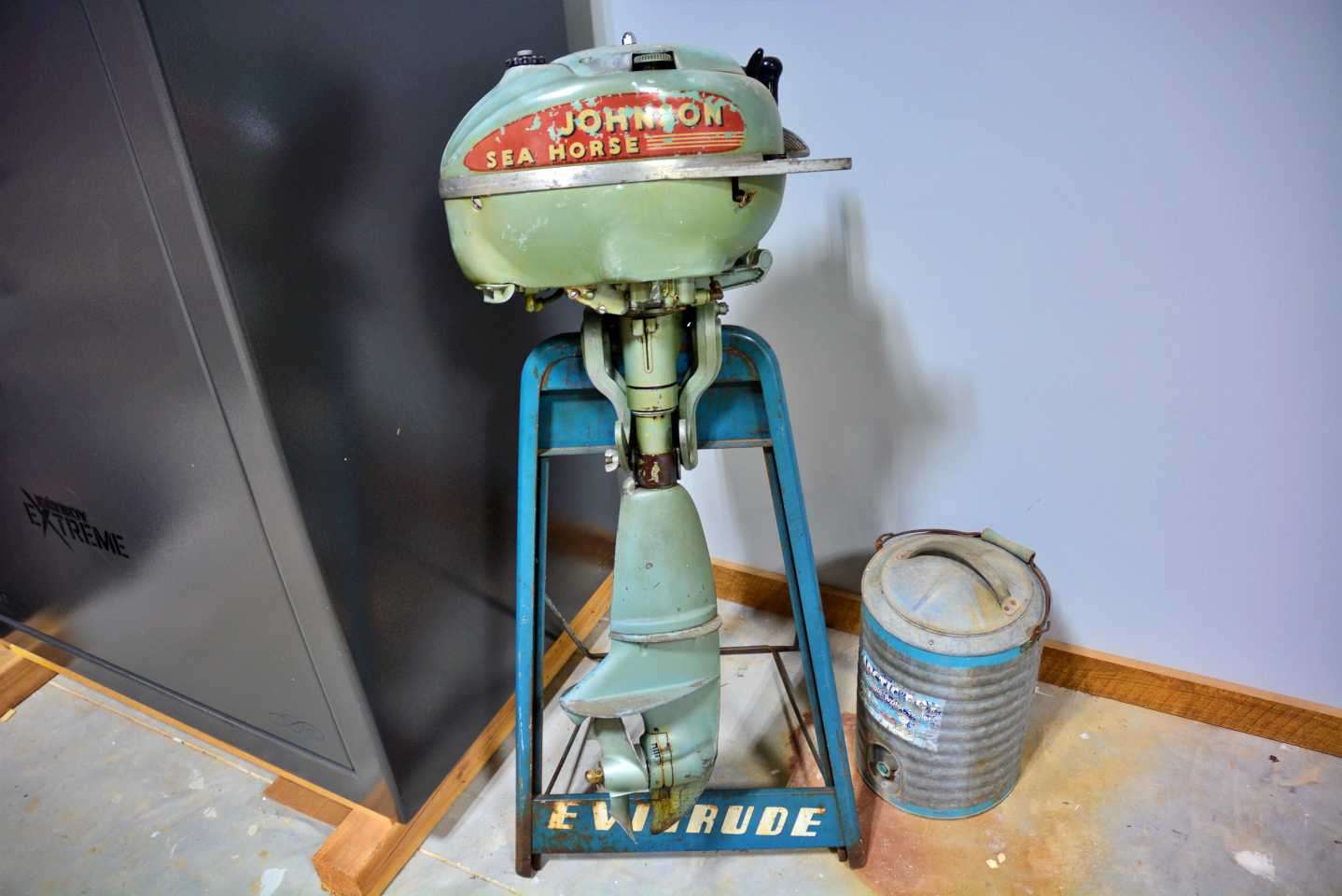 Gross likes to collect antique motors, but even more so, vintage motor stands. âI found this one in an antique store near Lake George, New York, when we were up there for the Elite on Lake Champlain. It was only $35.â 
