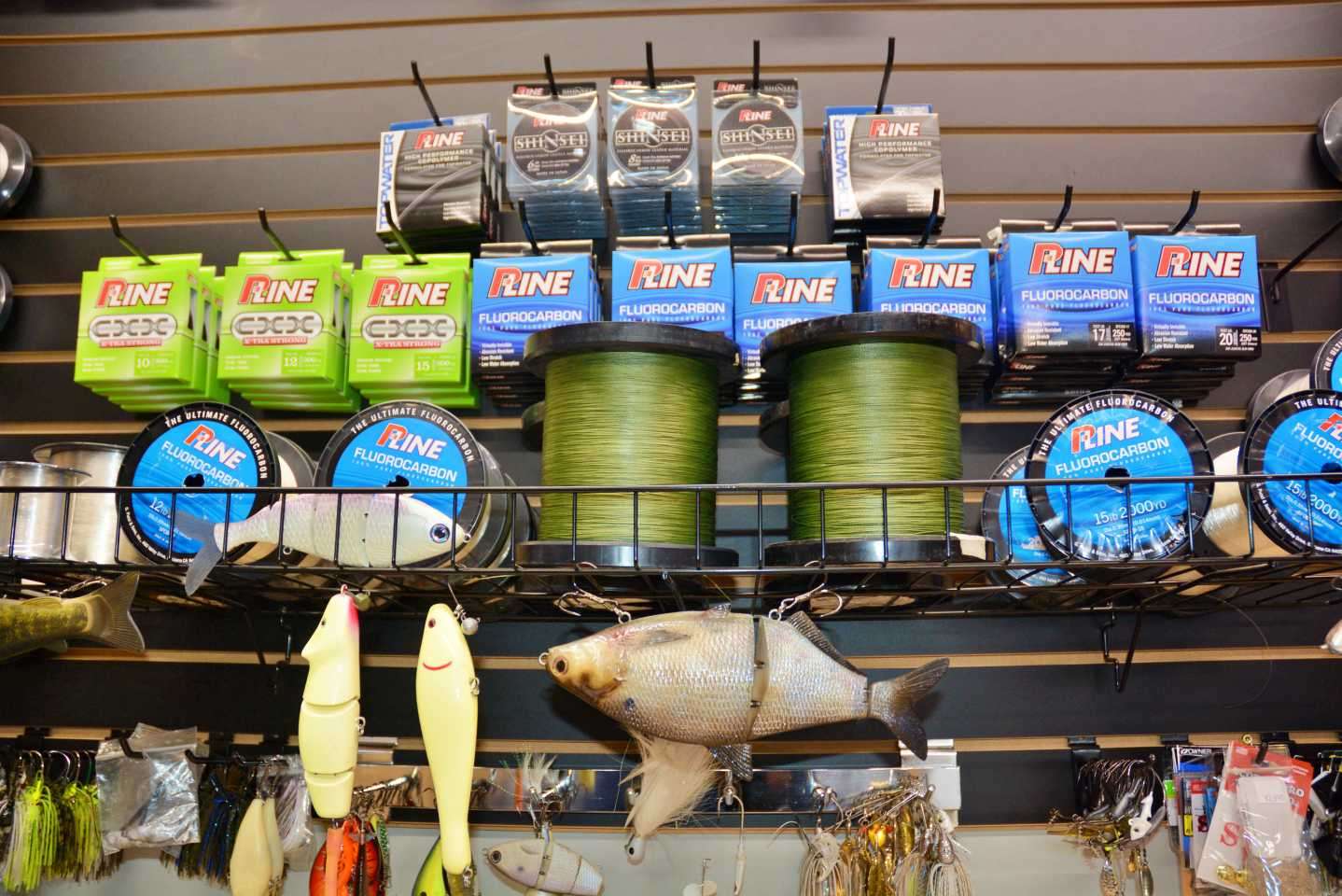 Like his peers on the trail, Gross feels the need to keep glide baits ready for action. Some of his lineup hang here. 
