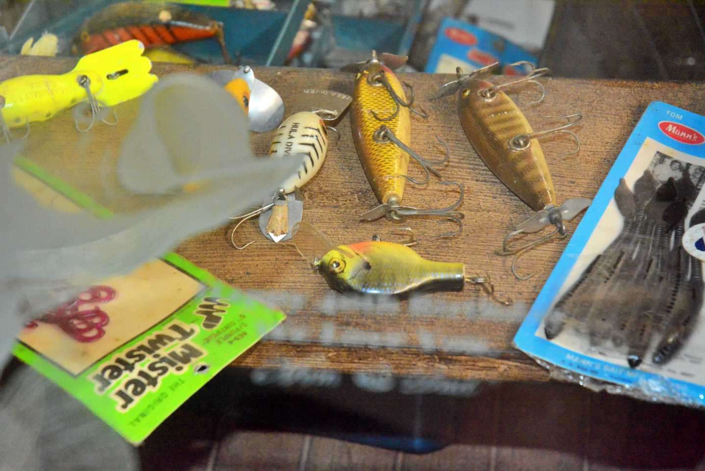 Lures are artistically placed inside the table to bring back fond memories.