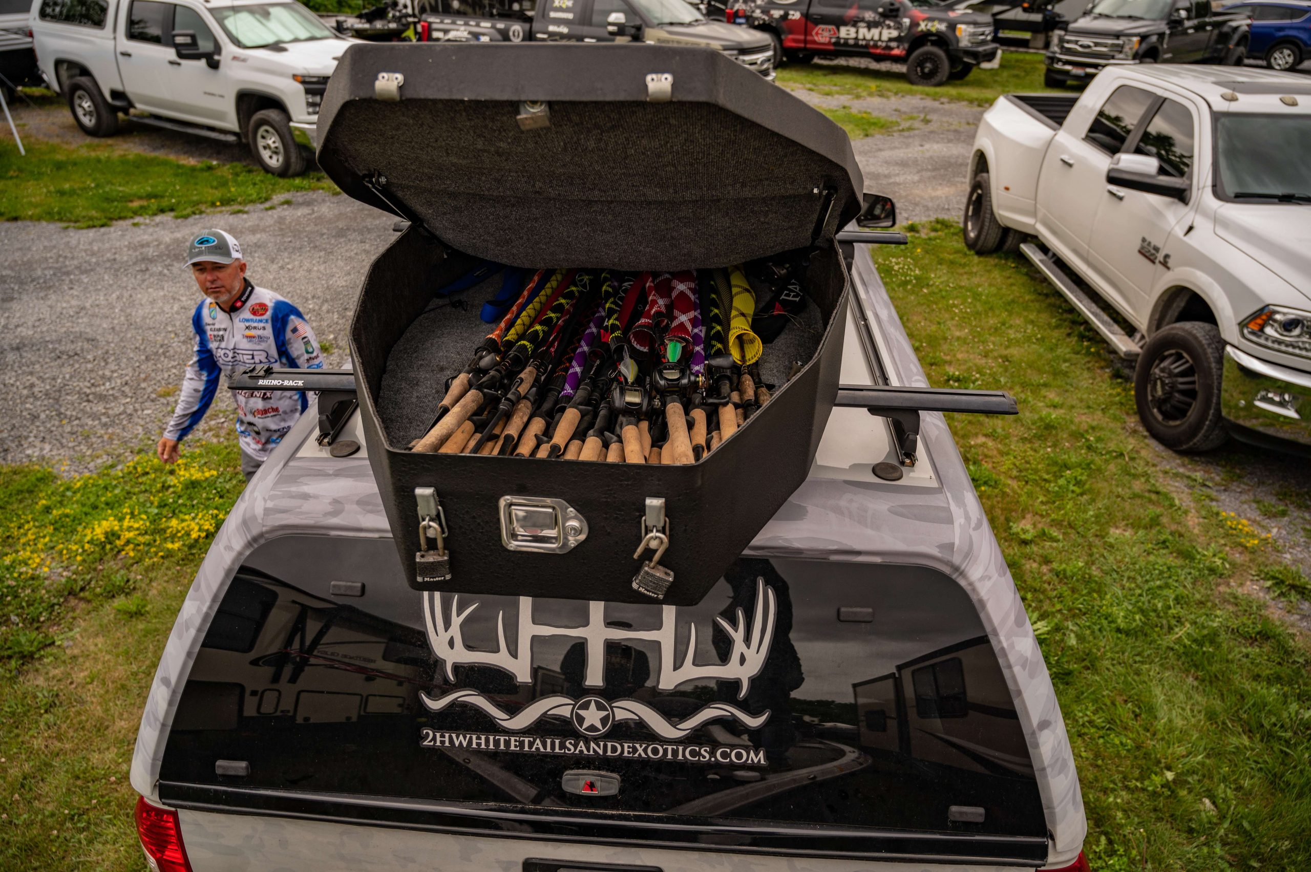 As Gleason travels the country, he needs his rods and reels kept safe and secure, but he also needs easy access. Gleason was prepping for an Elite Series tournament on Lake Champlain, so some of his Toledo combos were buried on top of his Toyota Tundra.