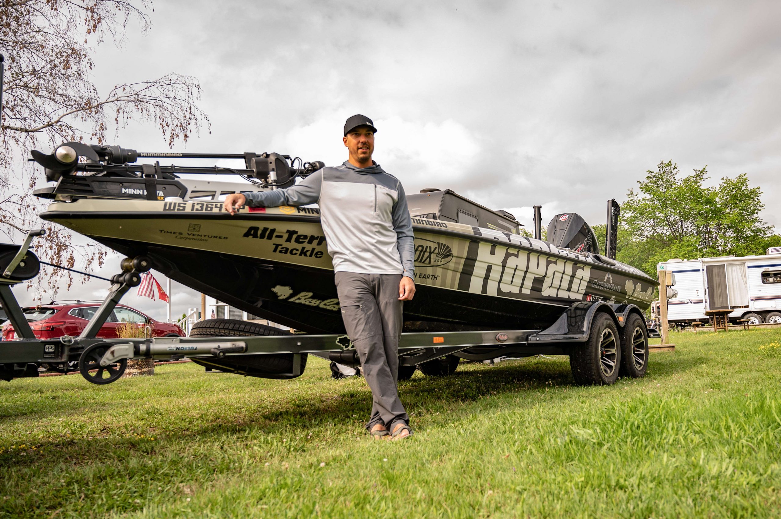 His boat and camper setup is ready for the week of fishing ahead, and he was kind enough to give us a look around while he dug out his setups for this gallery.