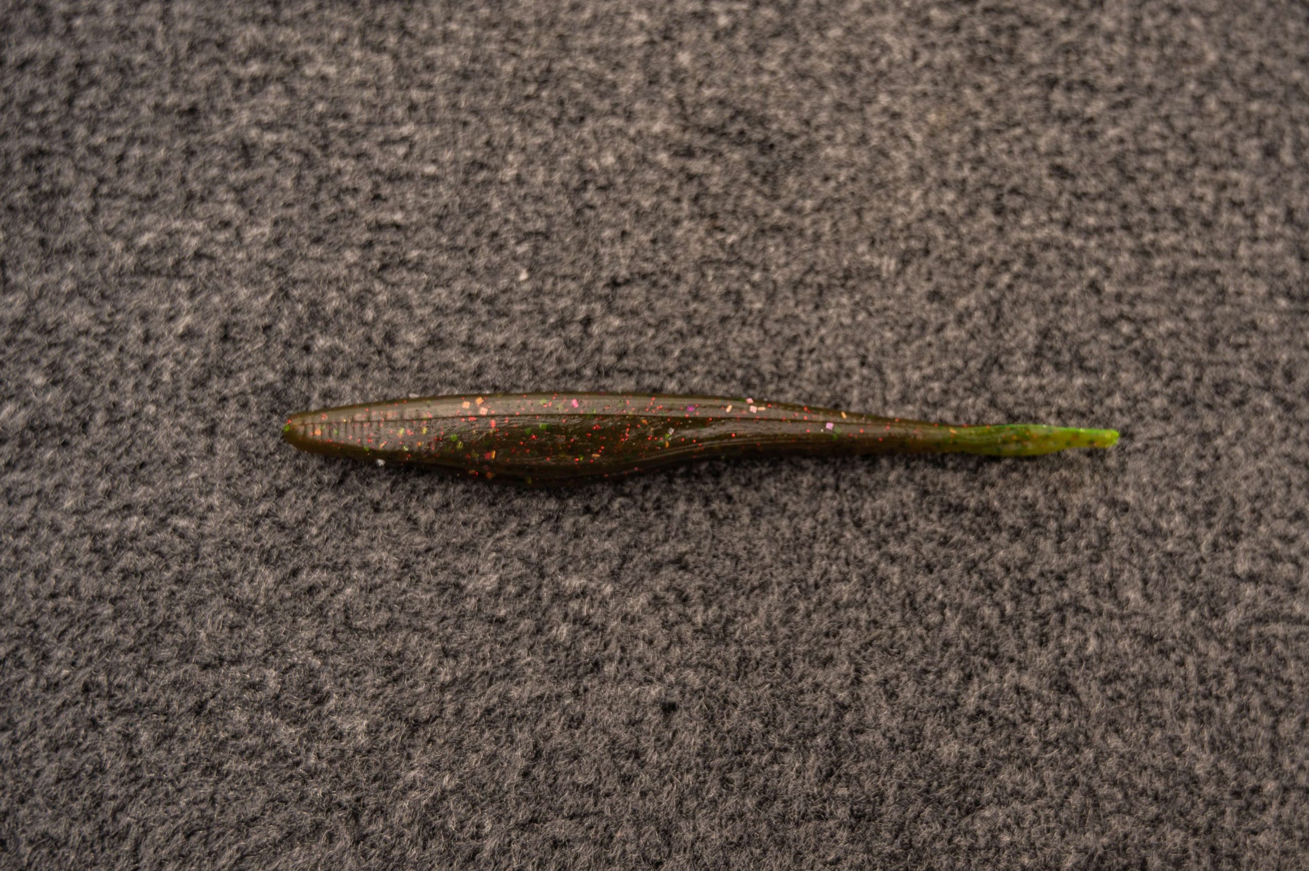 The third bait, shown here, is the V&M Pork Shad. Gleason lets the bite dictate which bait he chooses but notes the Pork Shad glides a little further off the bottom than the Swamp Hog. 