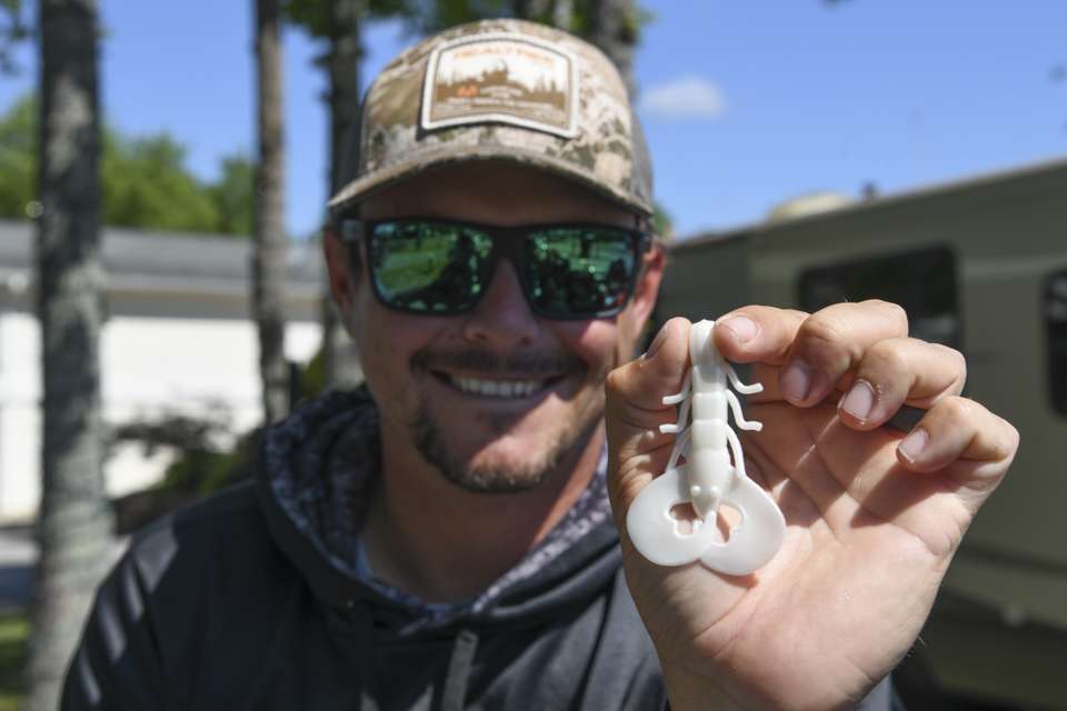 <b>Justin Atkins</b><br>
<b>Favorite bait:</b> Berkley PowerBait Chigger Bug, in green pumpkin, white and blue sapphire. <br>

<b>Why he uses it:</b> A versatile do-it-all soft plastic bait that makes an ideal trailer for bladed jigs, swim jigs and flipping/pitching jigs. It can be fished solo as a Texas rig. âRiver systems always have crawfish in the forage, and I can cut down on the number of soft plastics that I carry in the boat,â said Atkins. 
