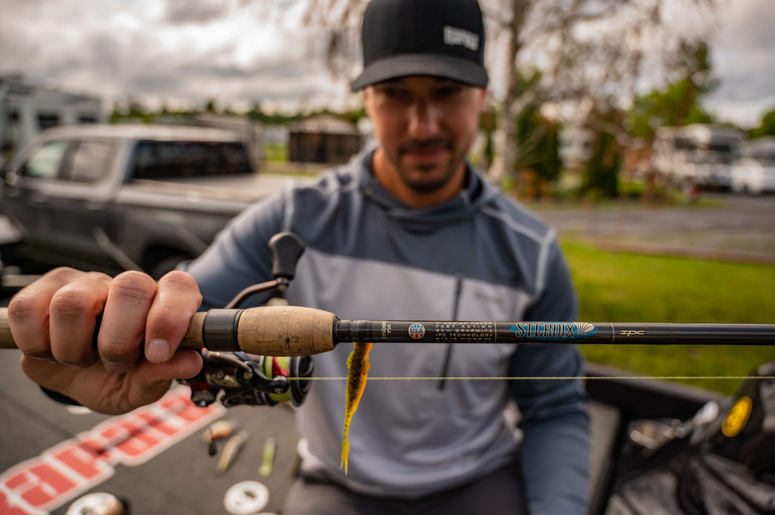 For the drop-shot set up, Downey likes a St. Croix Avid 7-foot Medium Fast Action rod.