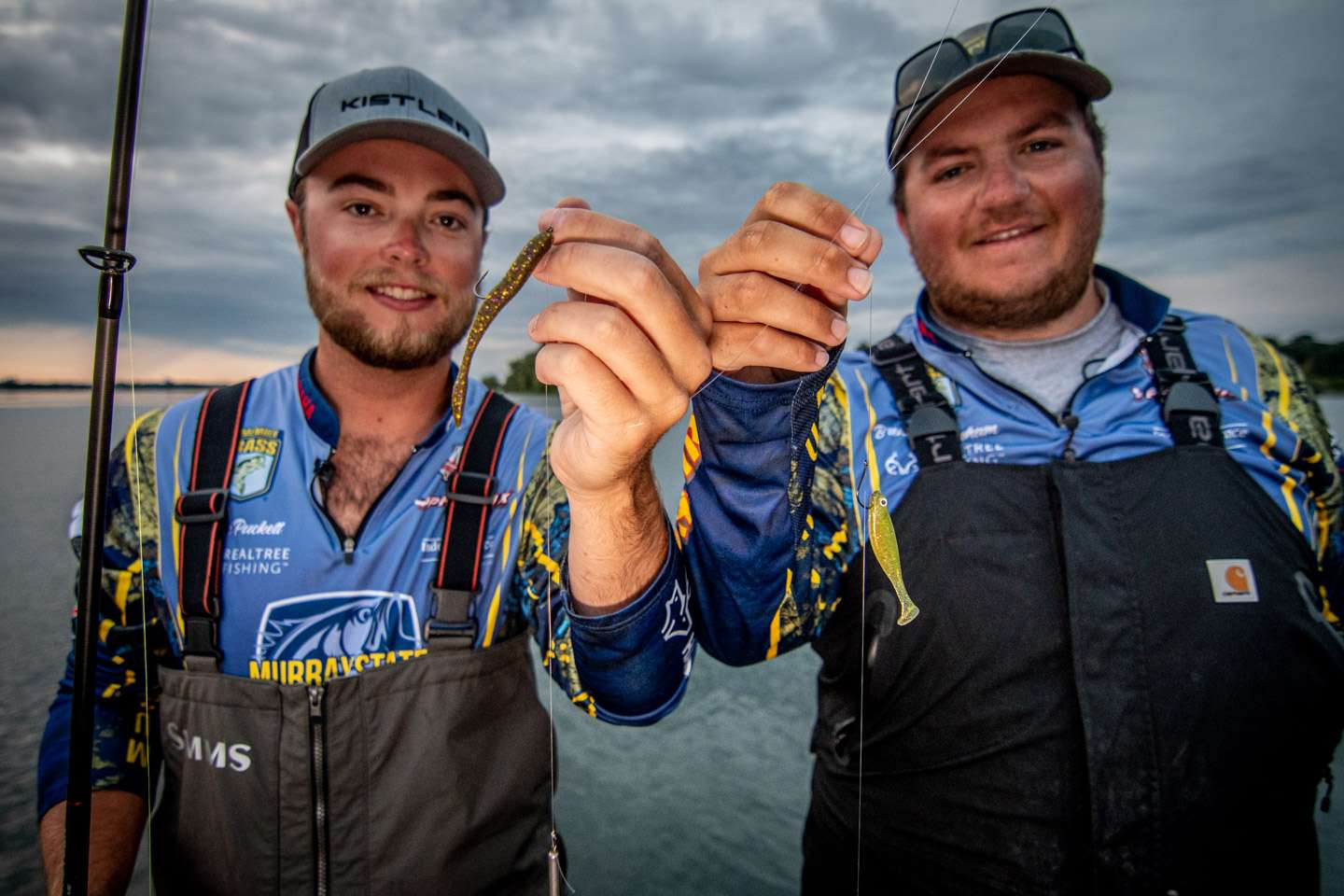 Puckett and Bingham alternated between a Berkley Powerbait Maxscent Flat Worm and a Megabass Hazedong swimbait on a drop shot, rigged with a 1/2-ounce weight. 