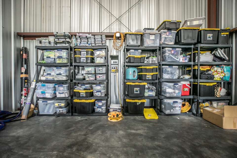 Another familiar sight? Yep, like his peers, Taku stores baits and terminal tackle in large storage containers, relocating what he needs for a given tournament in smaller tackleboxes inside his boat.  