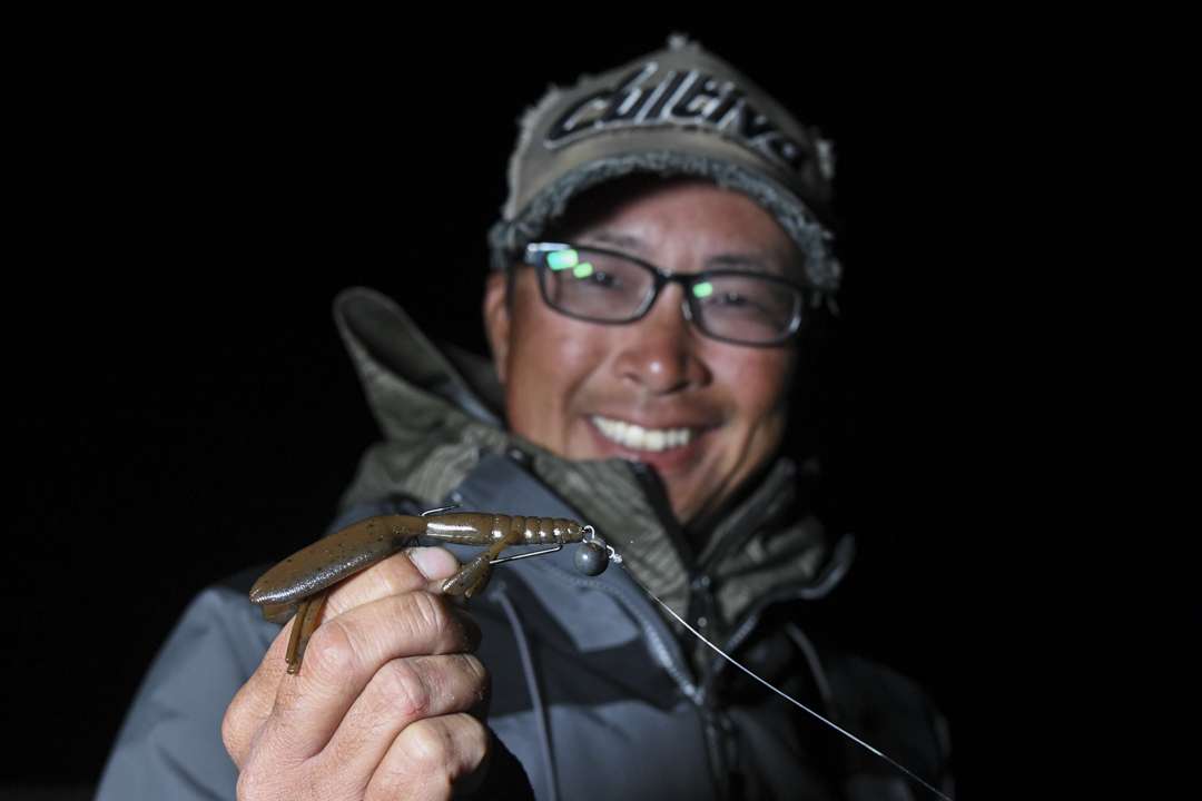 Matsushita also used a 1/2-ounce Ryugi football head jig with a Nories Escape Twin trailer. 
