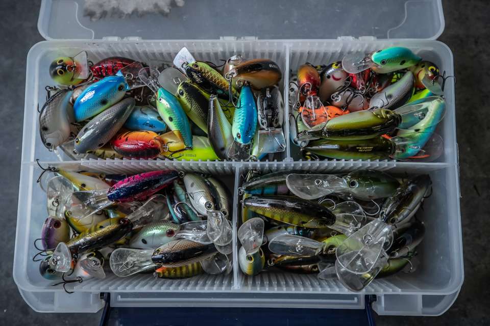 The collection of hard baits is smaller than the soft plastics, but they are still a key part of his lure arsenal.  