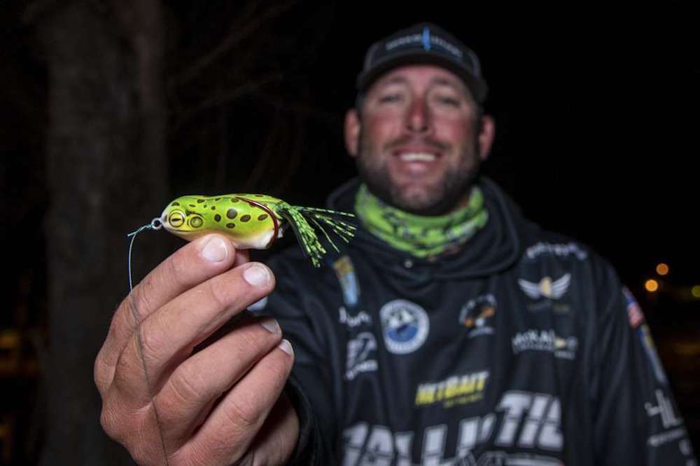 The Scum Frog Launch Frog was the main bait that accounted for a number of fish this season on Chickamauga. Livesay alternated between black, yellow and white frogs, and he added small tungsten beads to provide more noise to his bait. 